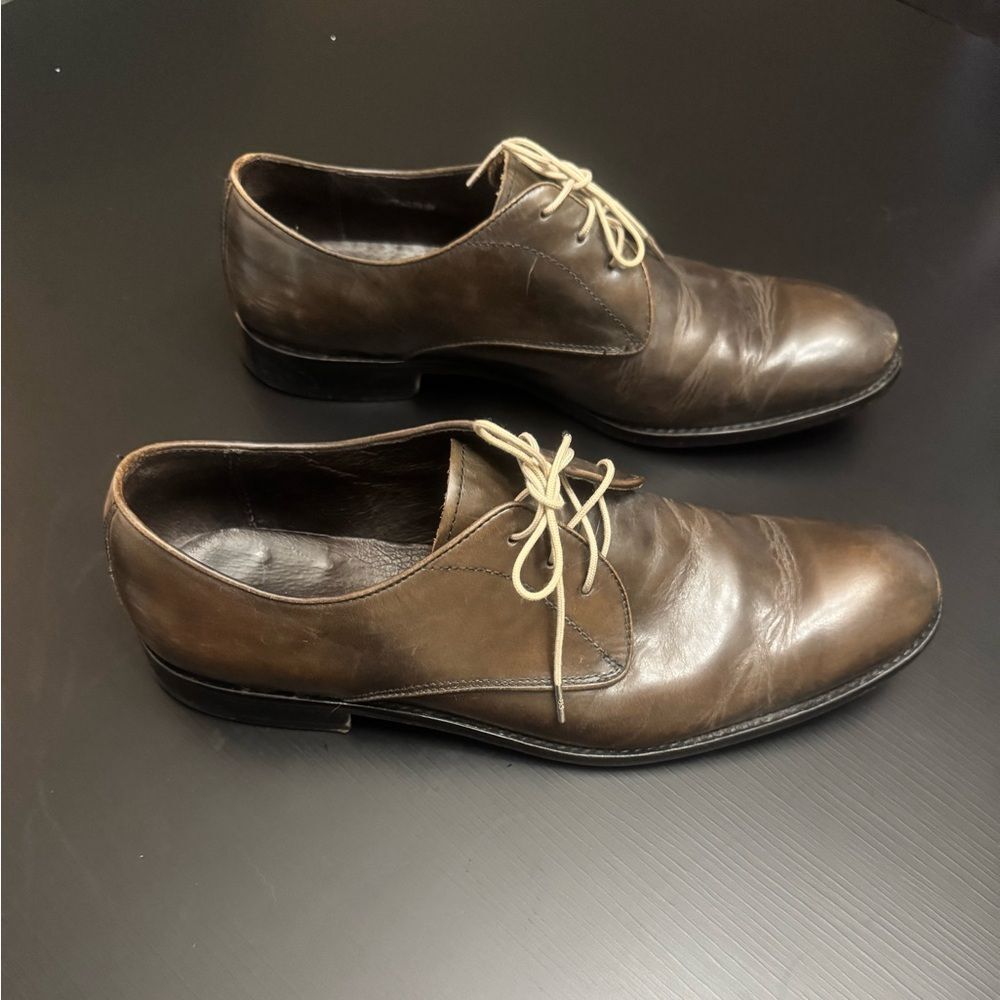 JOHN VARVATOS Star USA Leather Oxfords Size 10 Brown Lace-Up Dress Shoes Men